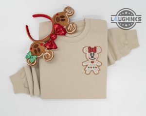 minnie mouse christmas jumper tshirt sweatshirt hoodie minnie gingerbread embroidered crewneck shirts minnie disney embroidery sweater gift for men women laughinks 1