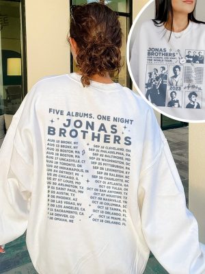 Vintage Jonas Brothers Shirt Retro Jonas Brothers Merch Jonas Brothers Album Sweatshirt 5 Albums 1 Night Jonas Tour 2023 Music Lover Unique revetee 2