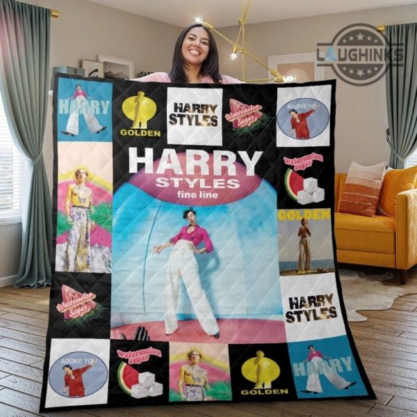 harry styles blanket one direction watermelon sugar golden picture collection king queen throw quilt blankets christmas birthday wedding anniversary gift laughinks 2