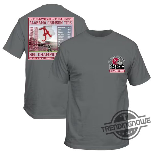 Alabama Sec Championship Shirt Alabama Crimson Tide 2023 SEC Football Conference Champions Schedule Shirt trendingnowe.com 1