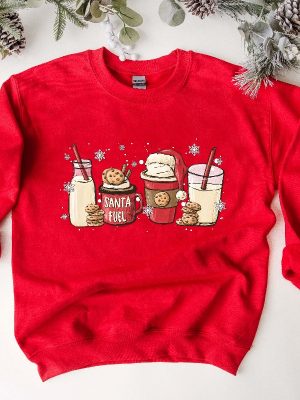 Santa Fuel Sweatshirt Christmas Milk And Cookies Christmas Latte Shirt Women Christmas Shirts Funny Christmas Gifts Family Xmas Shirts Unique revetee 2