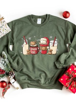 Santa Fuel Sweatshirt Christmas Milk And Cookies Christmas Latte Shirt Women Christmas Shirts Funny Christmas Gifts Family Xmas Shirts Unique revetee 4