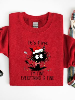 Cat Christmas Shirt Its Fine Im Fine Everything Is Fine Shirt Introvert Tee Funny Shirt Sarcastic Shirt Im Fine Shirt Mental Shirt Unique revetee 2