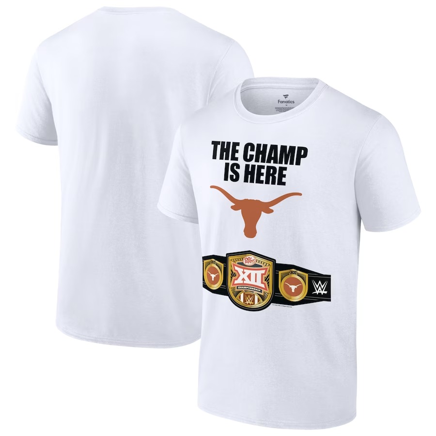 Texas Big 12 Championship Shirt Texas Longhorns Fanatics Branded 2023 Big 12 Football Conference Champions Wwe The Champ Is Here Shirt 6 Texas Big 12 Championship Shirt Texas Longhorns Fanatics Branded 2023 Big 12 Football Conference Champions WWE The Champ Is Here Shirt