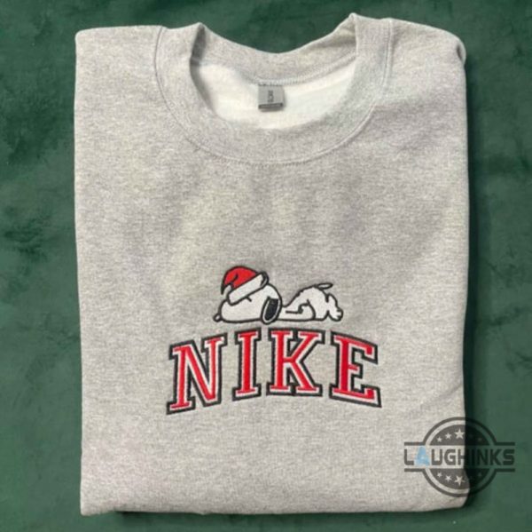 peanuts christmas sweater tshirt hoodie embroidered snoopy santa claus nike shirts charlie brown embroidery sweatshirt movie xmas gift laughinks 1