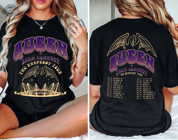 2 Sided Queen Adam Lambert The Rhapsody Tour 2023 Shirt Queen Rock Band Tour Shirts Rock Concert Shirt Unique revetee 4