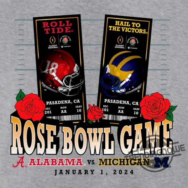 Michigan Rose Bowl Shirt Michigan Wolverines Vs Alabama Crimson Tide Shirt 2024 Rose Bow Tshirt trendingnowe 3