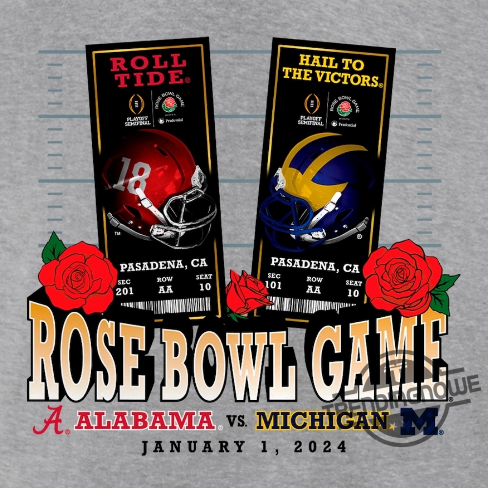 Michigan Rose Bowl Shirt Michigan Wolverines Vs Alabama Crimson Tide Shirt 2024 Rose Bow Tshirt 9 Michigan Rose Bowl Shirt Michigan Wolverines Vs Alabama Crimson Tide Shirt 2024 Rose Bow T-Shirt