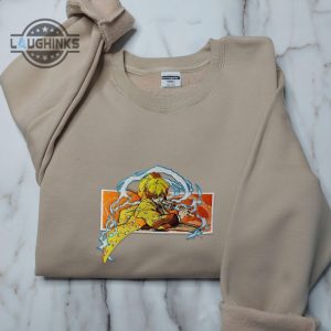 zenitsu hoodie tshirt sweatshirt anime embroidered shirts zenitsu agatsuma embroidery tee demon slayer gift for anime lovers laughinks 2