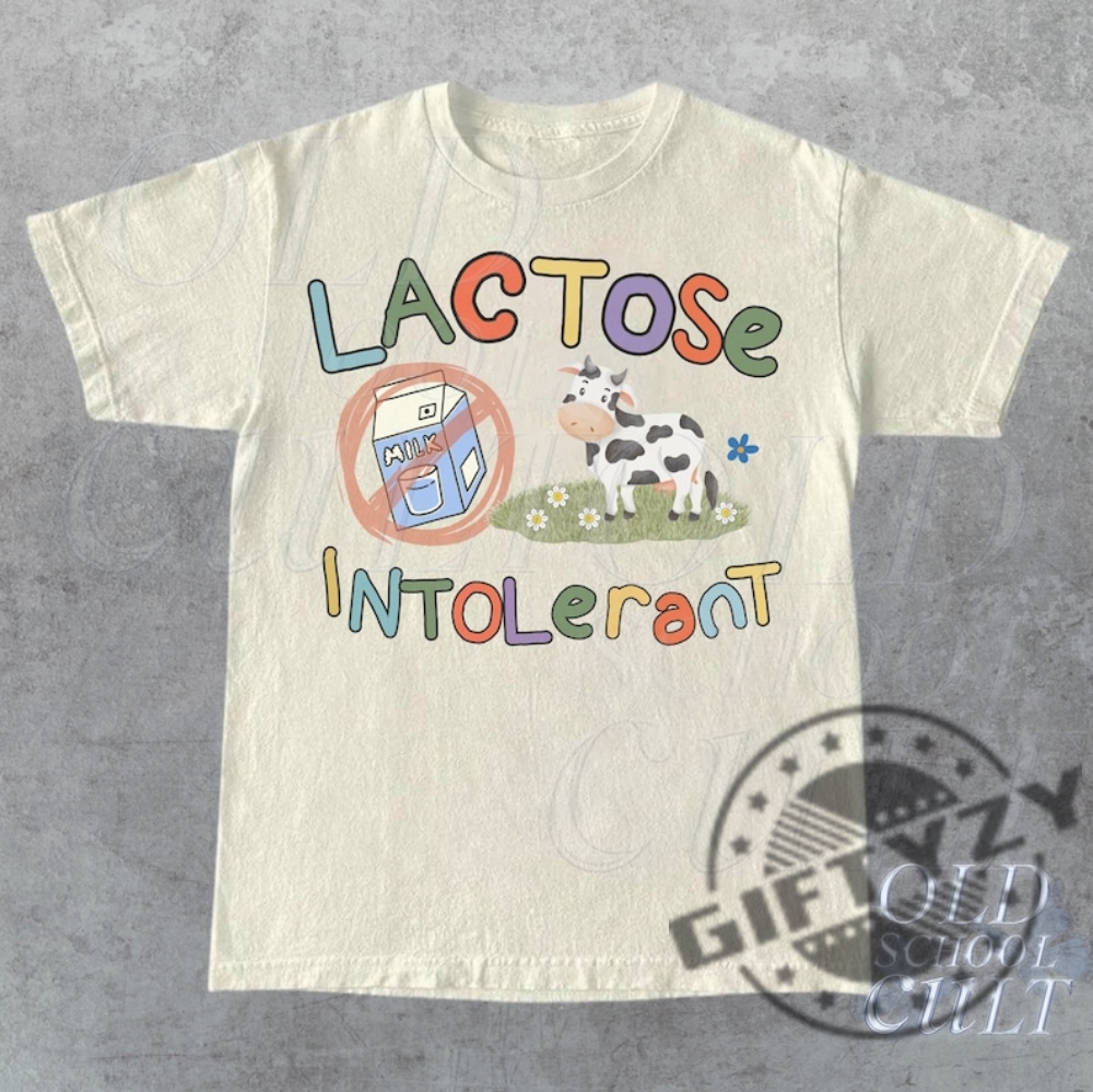 Lactose Intolerant Vintage Graphic Tshirt Retro Milk 90S Cute Hoodie Funny Shirts For Friends Sweatshirt Y2k Unisex Baggy Long Sleeve Tee 2000S Shirt Gift