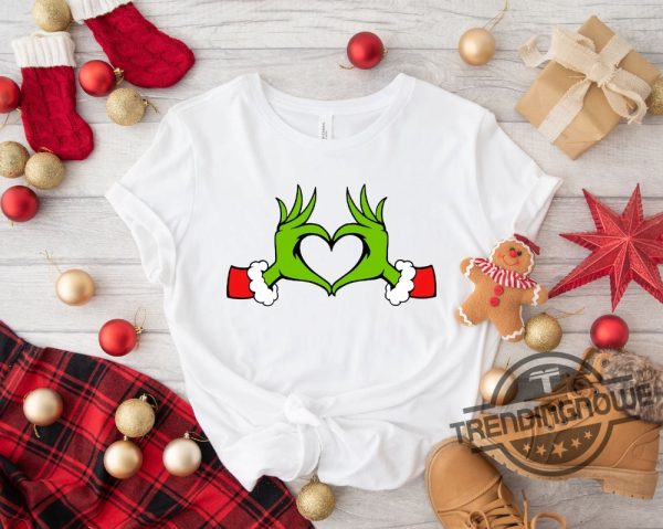 Christmas Shirt Grinch T Shirt Dr Seuss Outfit Christmas Gift Heart Hands Graphic Tees Xmas Womens Clothing Holiday T Shirt trendingnowe 1