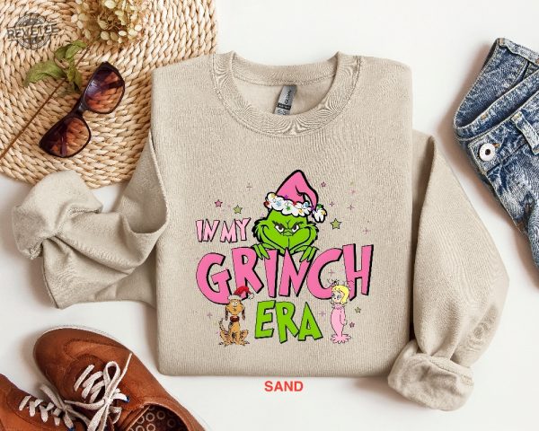 In My Grinch Era Sweatshirt Grinch Shirt Christmas Sweatshirt Grinch Sweatshirt Funny Christmas Shirt Pink Grinch Sweatshirt Unique revetee 1