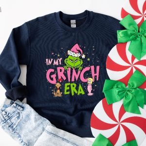 In My Grinch Era Sweatshirt Grinch Shirt Christmas Sweatshirt Grinch Sweatshirt Funny Christmas Shirt Pink Grinch Sweatshirt Unique revetee 3