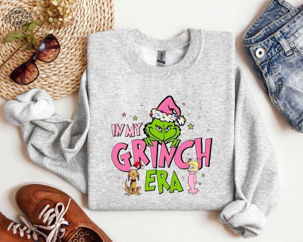 In My Grinch Era Sweatshirt Grinch Shirt Christmas Sweatshirt Grinch Sweatshirt Funny Christmas Shirt Pink Grinch Sweatshirt Unique revetee 4