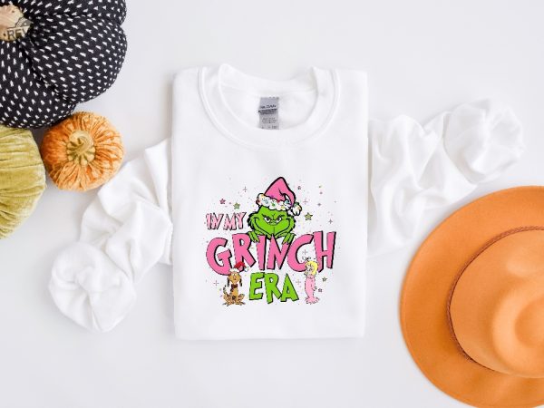 In My Grinch Era Sweatshirt Grinch Shirt Christmas Sweatshirt Grinch Sweatshirt Funny Christmas Shirt Pink Grinch Sweatshirt Unique revetee 5