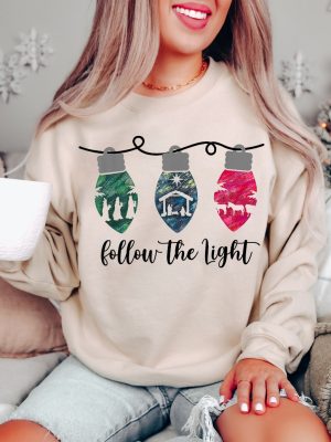 Follow The Light Shirt Christian Christmas Sweatshirt Christmas Nativity Shirt True Story Nativity Religious Christmas Gifts Jesus Tee Unique revetee 4