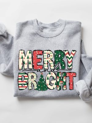 Merry And Bright Sweatshirt Christmas Sweatshirt Family Christmas Sweatshirt Christmas Sweatshirts For Women Merry Christmas Sweatshirt Unique revetee 2