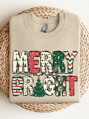 Merry And Bright Sweatshirt Christmas Sweatshirt Family Christmas Sweatshirt Christmas Sweatshirts For Women Merry Christmas Sweatshirt Unique revetee 3