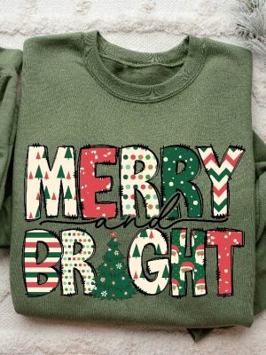 Merry And Bright Sweatshirt Christmas Sweatshirt Family Christmas Sweatshirt Christmas Sweatshirts For Women Merry Christmas Sweatshirt Unique revetee 4