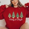 Merry Sweatshirt Merry And Bright Christmas Sweatshirt Christmas Tree Womens Christmas Merry Christmas Funny Christmas Xmas Party Top Unique revetee 1