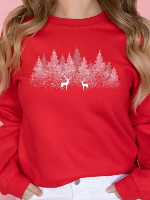 Winter Christmas Sweatshirt Forest With Reindeers Nature Sweatshirt Christmas Sweatshirt Winter View Sweater Reindeer Sweatshirt Snow Shirt Unique revetee 4