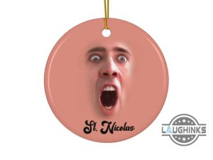 nicolas cage christmas ornament saint nicolas cage funny ceramic ornaments secret santa gift gag meme gif xmas tree decorations st nicolas cage face off laughinks 2