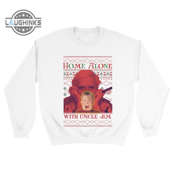 home alone christmas jumper sweatshirt tshirt hoodie movie shirts funny novelty xmas ugly sweater jimmy saville secret santa gift home alone with uncle jim laughinks 2