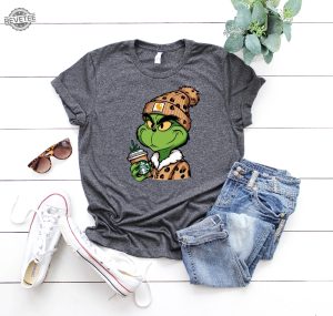 Grinch Boujee Christmas Shirt Bougie Grinch Leopard Unisex Shirt Grinch Boujee Starbucks Shirt Grinchmas Shirt Grinch Boujee Sweatshirt Hoodie Sweatshirt Unique revetee 1