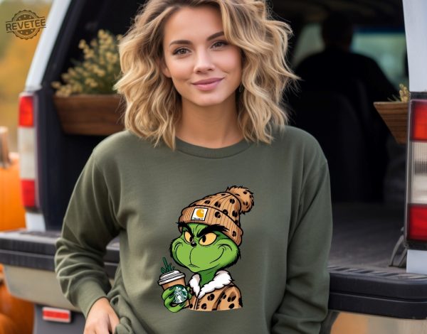 Grinch Boujee Christmas Shirt Bougie Grinch Leopard Unisex Shirt Grinch Boujee Starbucks Shirt Grinchmas Shirt Grinch Boujee Sweatshirt Hoodie Sweatshirt Unique revetee 2