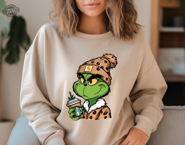 Grinch Boujee Christmas Shirt Bougie Grinch Leopard Unisex Shirt Grinch Boujee Starbucks Shirt Grinchmas Shirt Grinch Boujee Sweatshirt Hoodie Sweatshirt Unique revetee 4