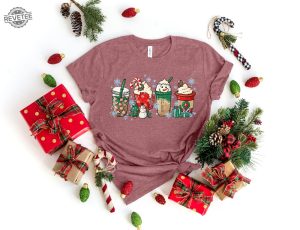 Christmas Coffee Shirt Peppermint Iced Latte Snowmen Sweets Snow Warm Cozy Winter Women Shirt Christmas Latte Shirt Hoodie Sweatshirt Unique revetee 2