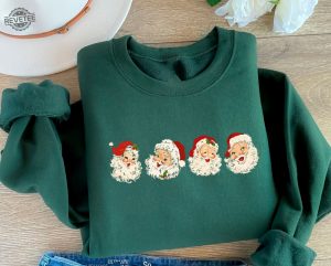 Retro Cheerful Santa Sweatshirt Vintage Christmas Shirt Classic Christmas Sweatshirt Womens Holiday Sweatshirt Santa Merry Christmas Shirt Hoodie Sweatshirt Unique revetee 2