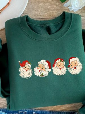 Retro Cheerful Santa Sweatshirt Vintage Christmas Shirt Classic Christmas Sweatshirt Womens Holiday Sweatshirt Santa Merry Christmas Shirt Hoodie Sweatshirt Unique revetee 2