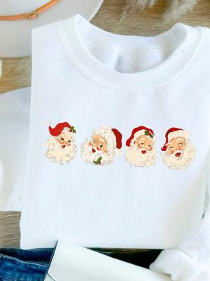 Retro Cheerful Santa Sweatshirt Vintage Christmas Shirt Classic Christmas Sweatshirt Womens Holiday Sweatshirt Santa Merry Christmas Shirt Hoodie Sweatshirt Unique revetee 3