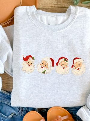 Retro Cheerful Santa Sweatshirt Vintage Christmas Shirt Classic Christmas Sweatshirt Womens Holiday Sweatshirt Santa Merry Christmas Shirt Hoodie Sweatshirt Unique revetee 4