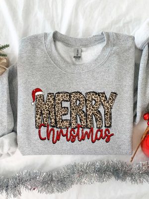 Christmas Shirt Merry Christmas Sweatshirt Leopard Printed Christmas Shirt Christmas Gift Shirt Women Leopard Christmas Shirt Hoodie Sweatshirt Unique revetee 2