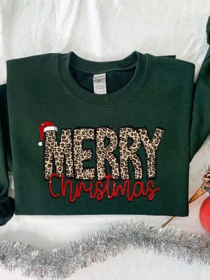 Christmas Shirt Merry Christmas Sweatshirt Leopard Printed Christmas Shirt Christmas Gift Shirt Women Leopard Christmas Shirt Hoodie Sweatshirt Unique revetee 5