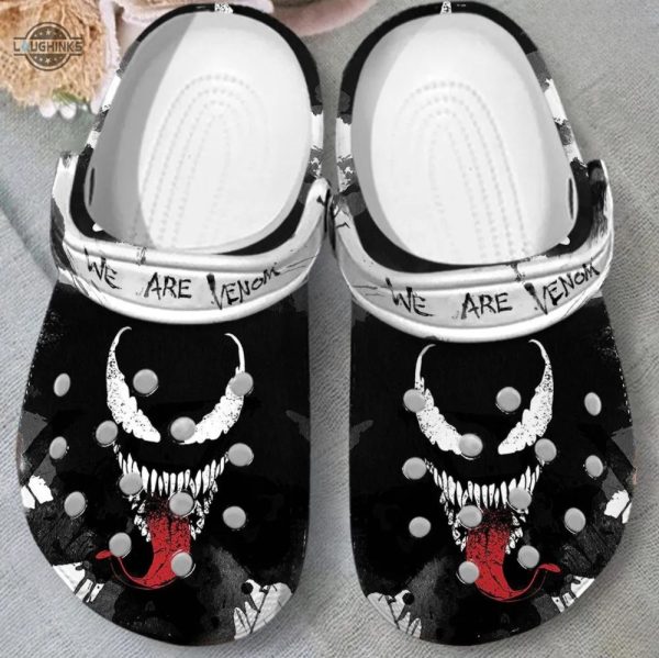 venom crocs spider man x venom classic clogs spiderman we are venom slippers venom symbiote summer sandal marvel villain character adults classic crocs clog laughinks 1