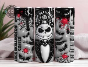 jack skellington tumbler starbucks skeleton coffee stainless steel skinny tumblers 3d inflated the nightmare before christmas cartoon christmas 20oz 30oz cup laughinks 1