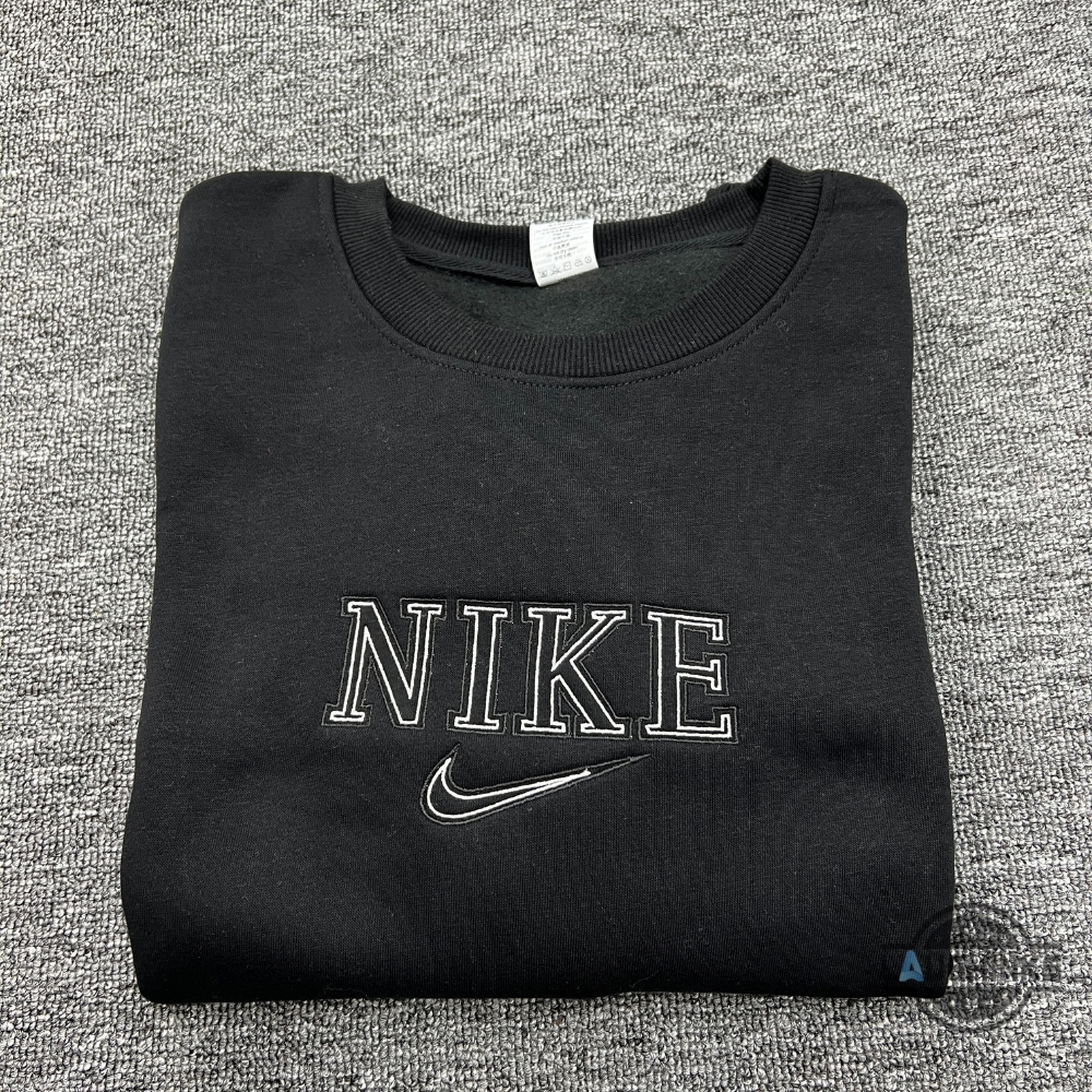 Nike Double Line Embroidered Sweatshirt Trendy Vintage Nike Swoosh