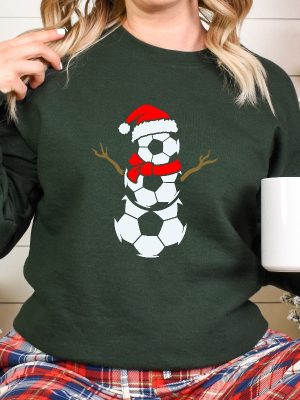 Christmas Soccer Ball Sweatshirt Christmas Snowman Soccer Santa Sweatshirt Soccer Ball Snowman Soccer Ball Shirt Unique Hoodie Sweatshirt revetee 2