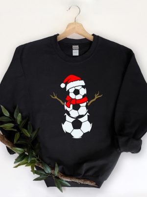 Christmas Soccer Ball Sweatshirt Christmas Snowman Soccer Santa Sweatshirt Soccer Ball Snowman Soccer Ball Shirt Unique Hoodie Sweatshirt revetee 3