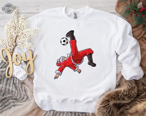Soccer Christmas Sweatshirt Soccer Player Christmas Gift Christmas Sport Shirt Funny Santa Crewneck New Year Sweatshirt Winter Season Tee Unique Hoodie Sweatshirt revetee 3
