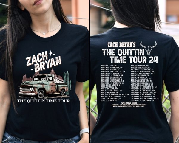 Zach Bryan The Quitting Time Tour 2024 T Shirt Country Music Singer Zach Bryan Merch Zach Bryan Fan Shirt The Quitting Time Tour Shirt Unique Hoodie Sweatshirt revetee 1