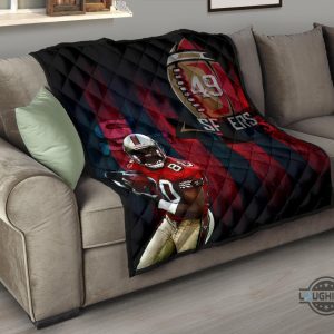 49ers blanket san francisco american football 49ers premium quilt blankets player 80 holding ball black and red sf ers nfl gift for fans laughinks 10