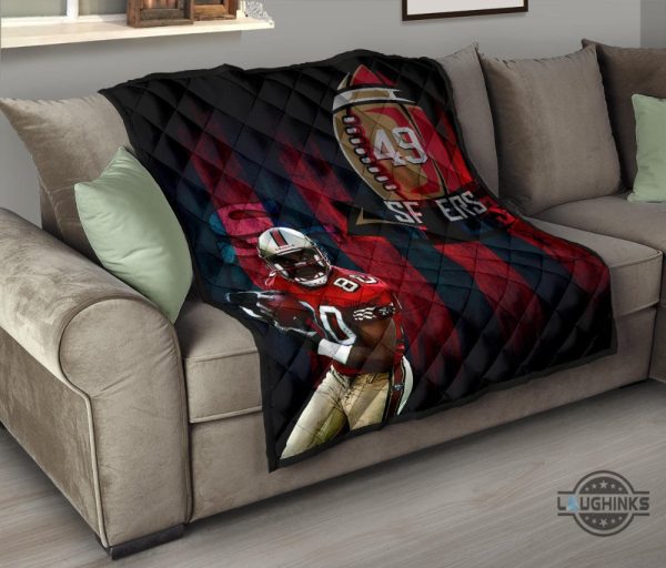 49ers blanket san francisco american football 49ers premium quilt blankets player 80 holding ball black and red sf ers nfl gift for fans laughinks 10