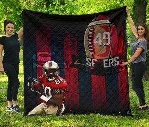 49ers blanket san francisco american football 49ers premium quilt blankets player 80 holding ball black and red sf ers nfl gift for fans laughinks 11