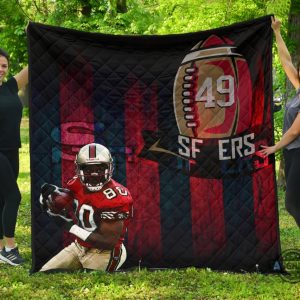 49ers blanket san francisco american football 49ers premium quilt blankets player 80 holding ball black and red sf ers nfl gift for fans laughinks 11