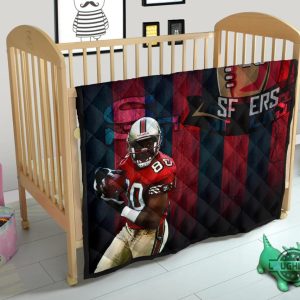 49ers blanket san francisco american football 49ers premium quilt blankets player 80 holding ball black and red sf ers nfl gift for fans laughinks 2