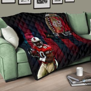 49ers blanket san francisco american football 49ers premium quilt blankets player 80 holding ball black and red sf ers nfl gift for fans laughinks 3